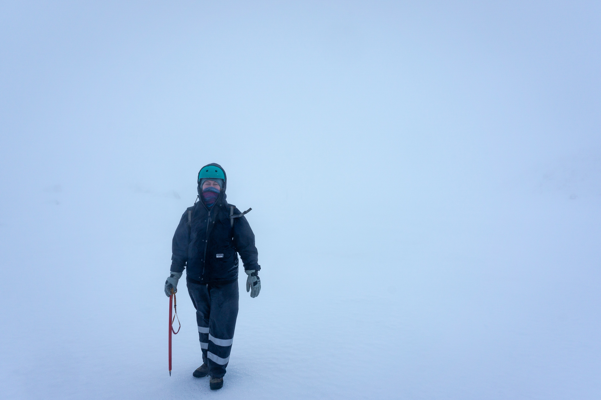 Woman on the Tongariro Crossing in a whiteout