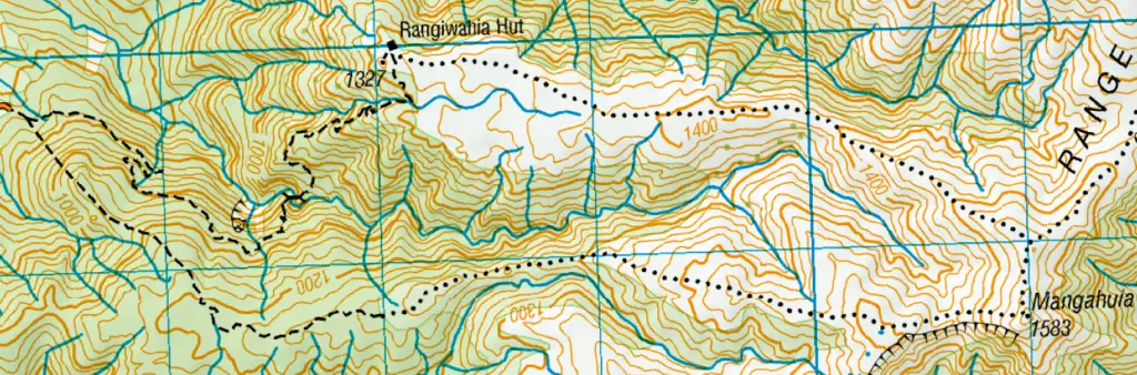 Topomap of Rangiwahia track and hut