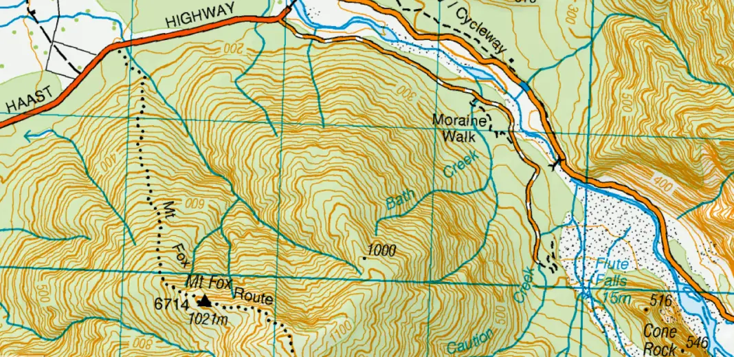 Topomap of the Mount Fox Route