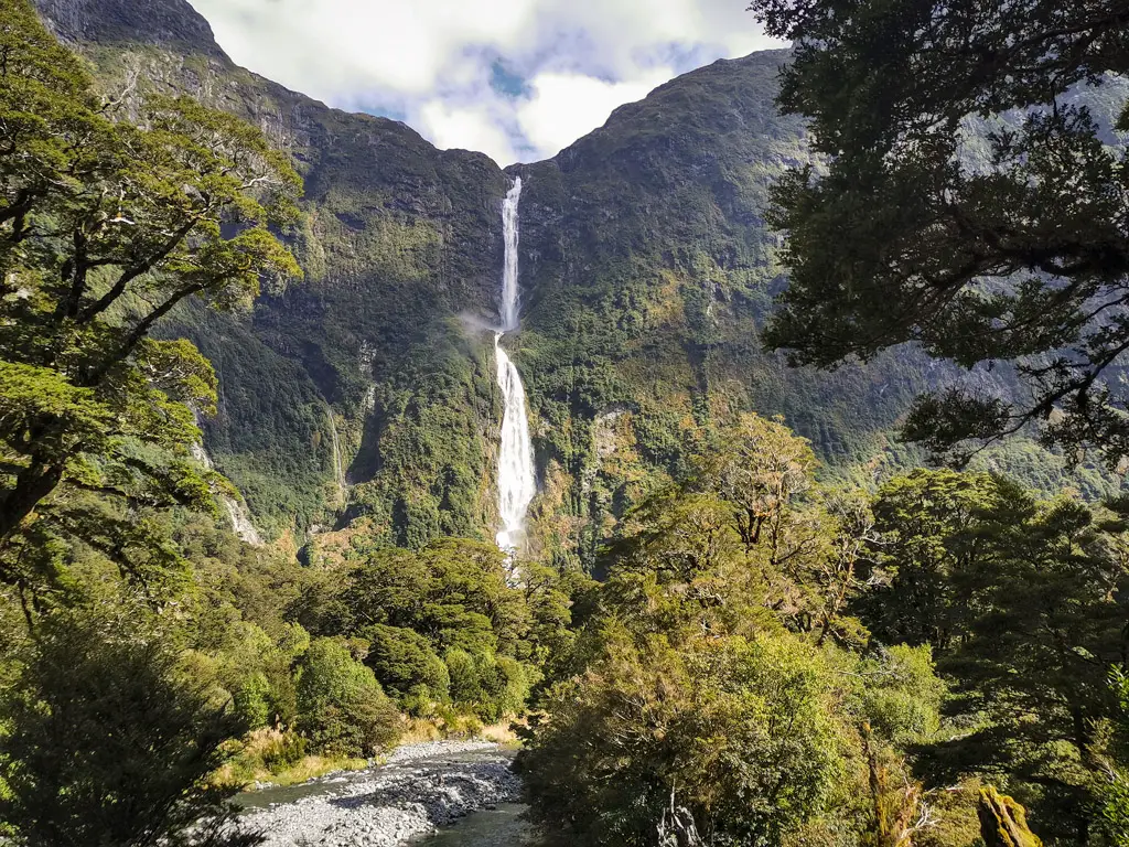 View of Sutherland Falls from the Milford Great Walk