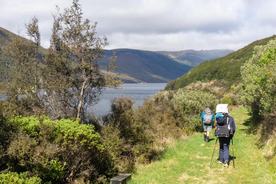 Walking on a track next to the Cobb Reservoir