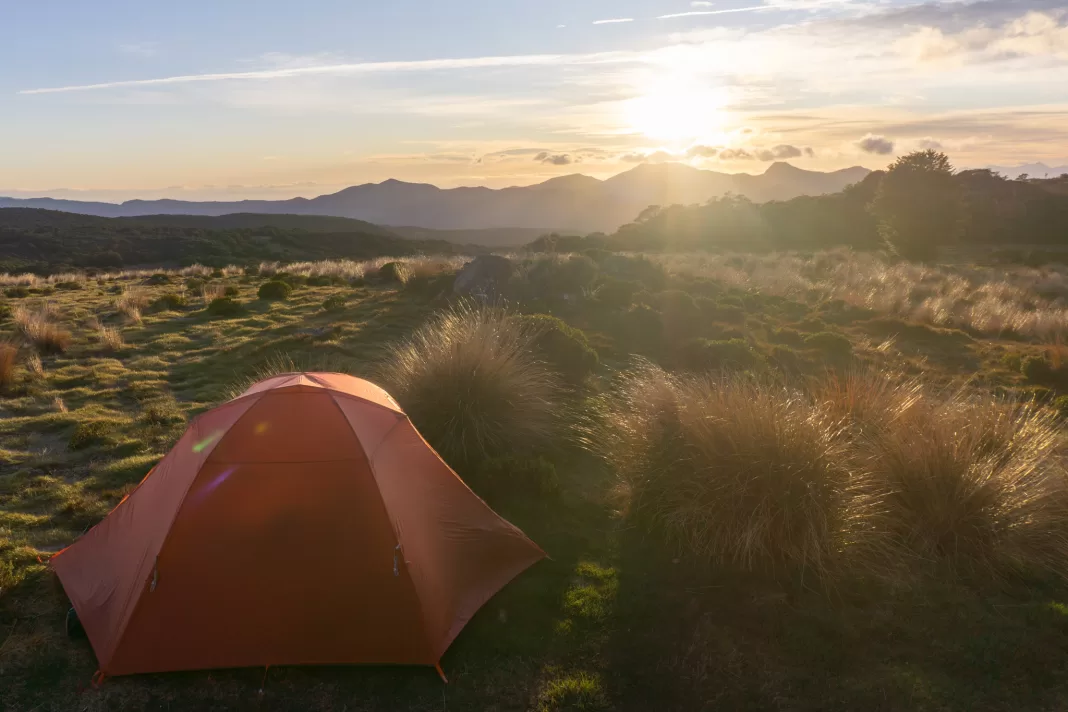 Tent at sunset