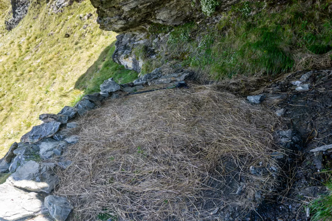 Inside of the rock bivy above Kea Basin on the way to Mt Earnslaw