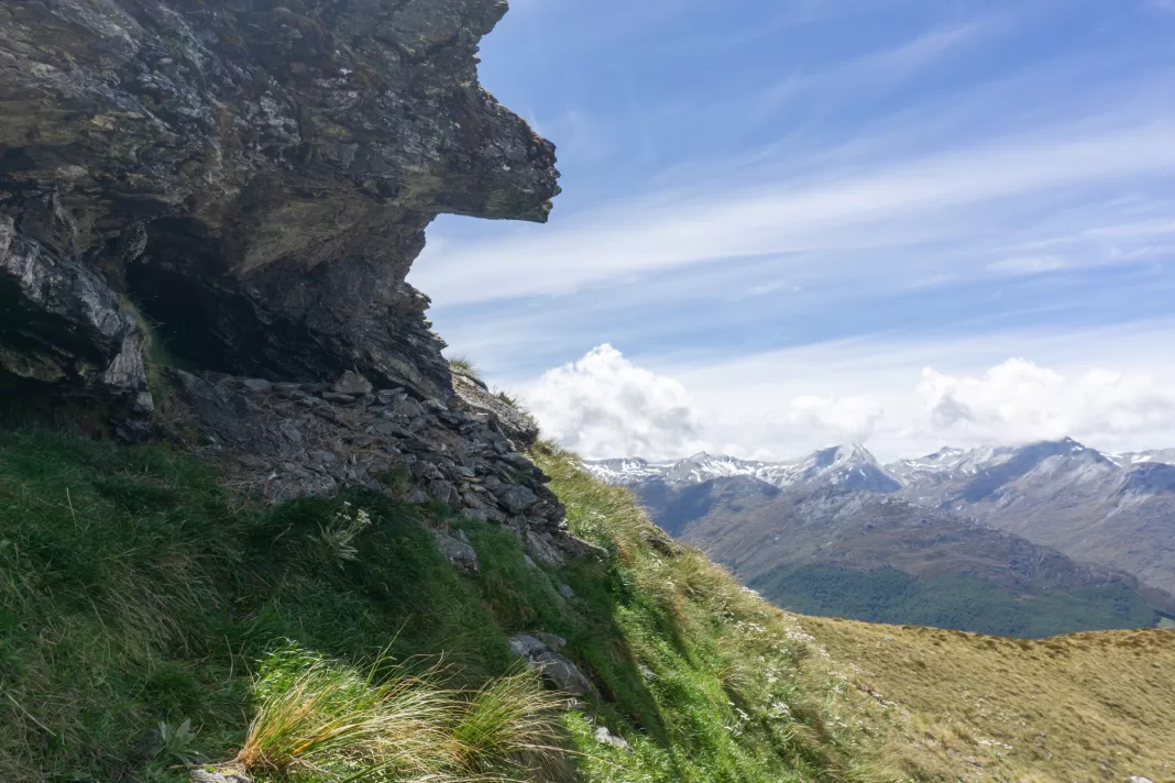 Photo of the rock bivy above Kea Basin on the way to Mt Earnslaw