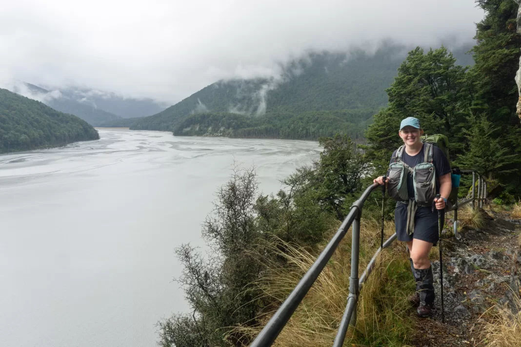 Woman standing at the top of Sandy Bluff on the Rees Dart Track