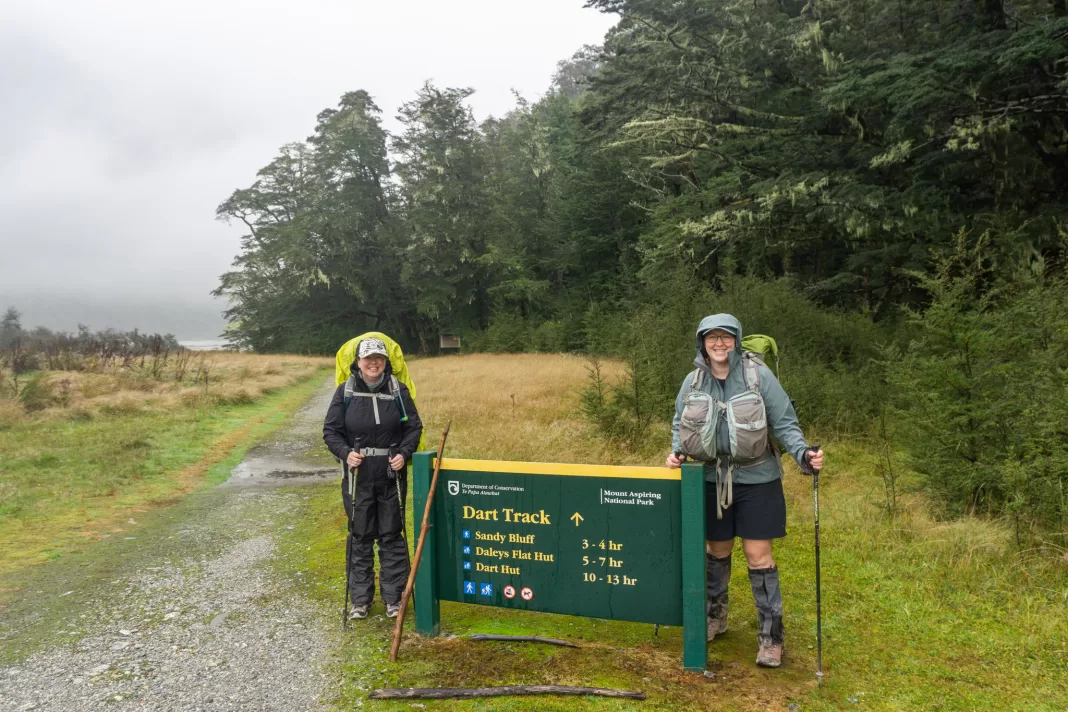 Two woman at the start of the Dart Track