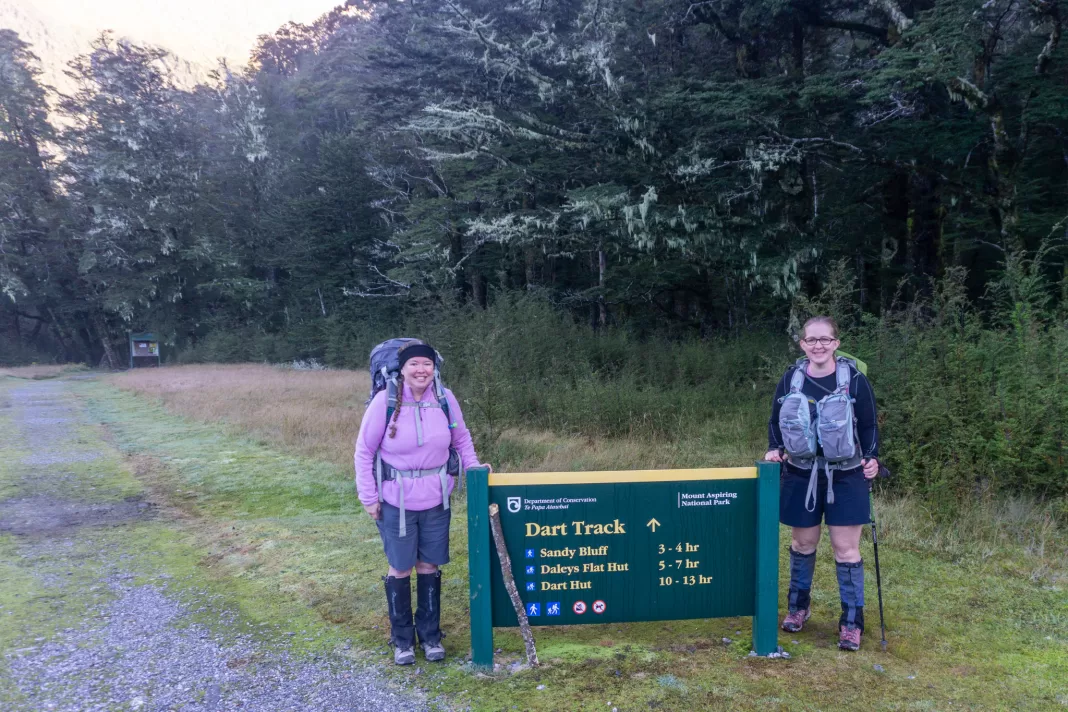 Two woman at the start of the Dart Track