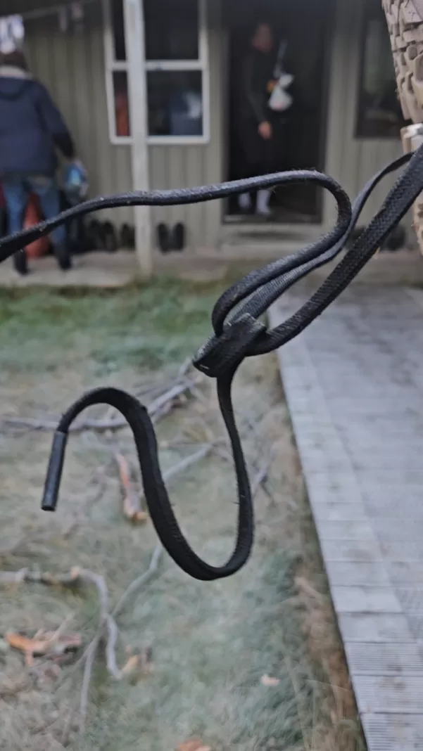 Frozen boot laces at Shelter Rock Hut